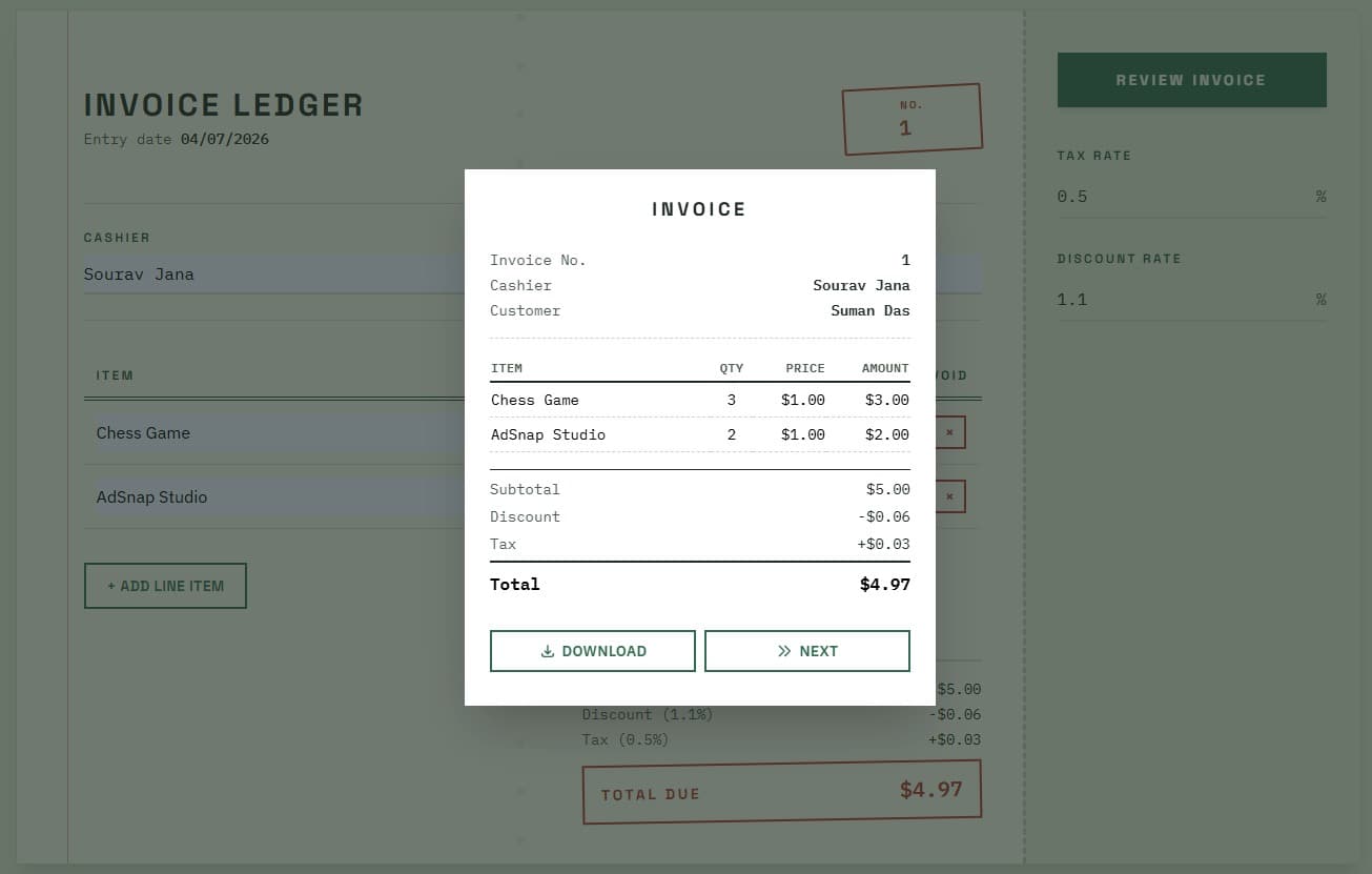 Ledger — Invoice Generator